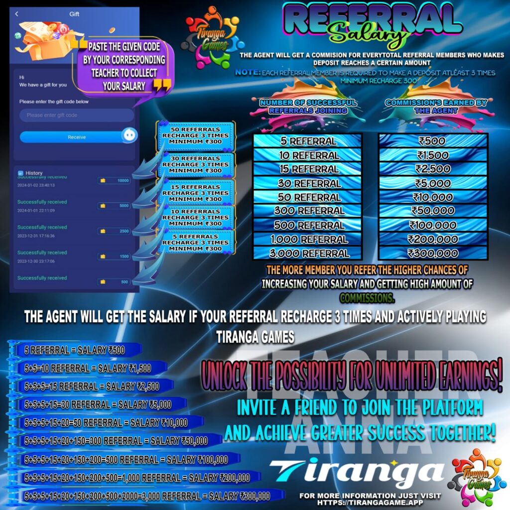 Tiranga Game Referral Salary